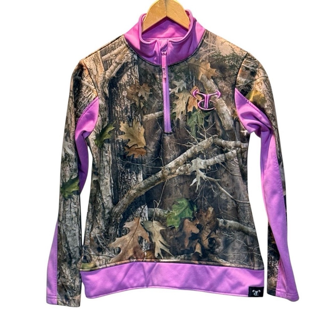 Camouflage And Pink 1/4 Zip Pullover Size Small